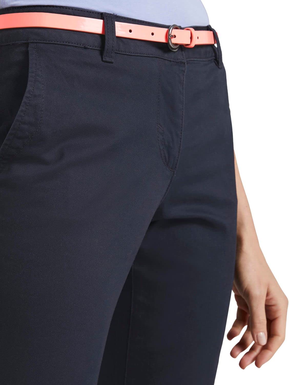 TOM TAILOR Damski Spodnie chino slim z paskiem