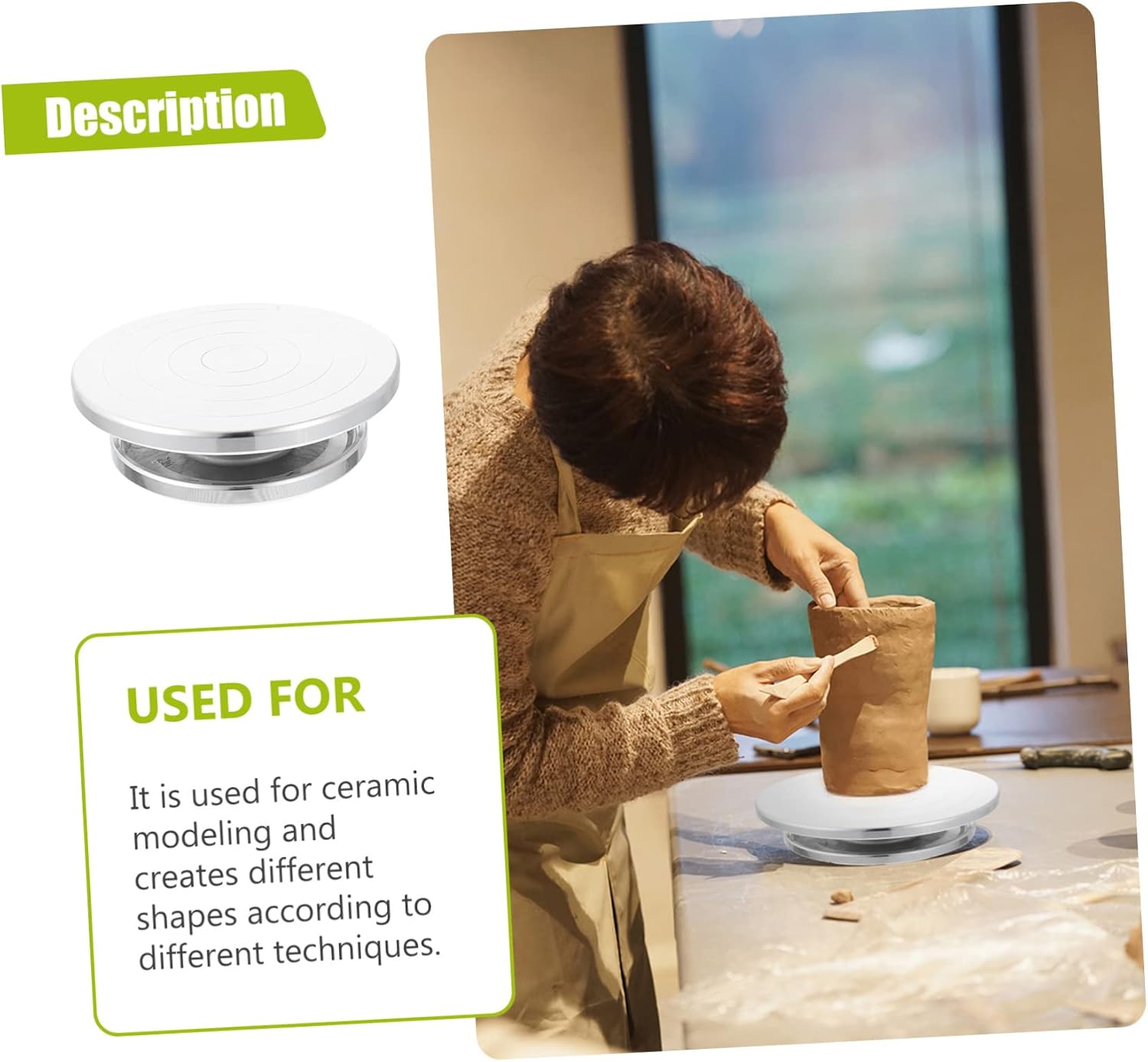 Uonlytech Professional Pottery Turntable Tool Aluminum Alloy Clay Wheel for Sculpting Crafts