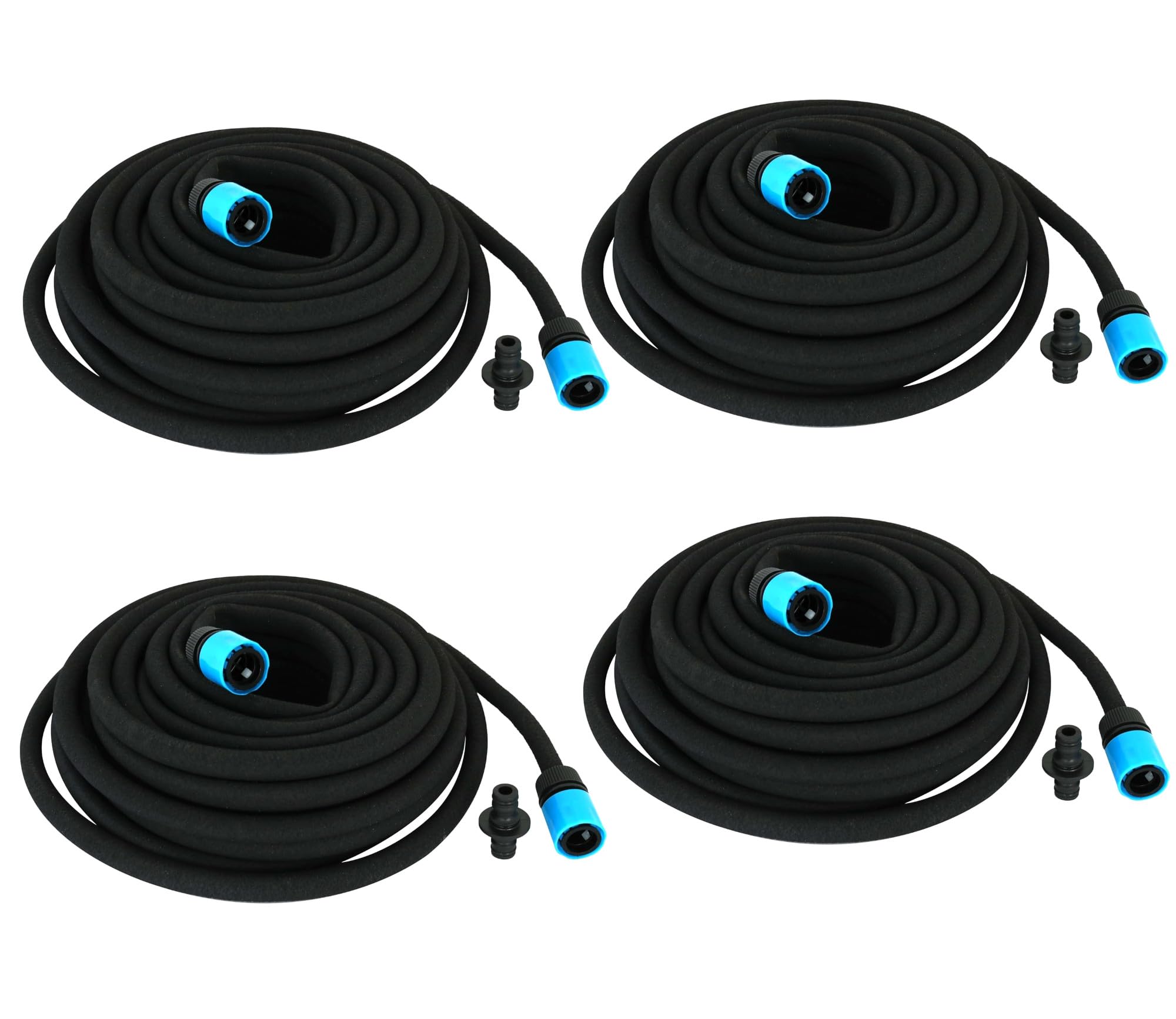 BURI Lot de 4 tuyaux d'arrosage Pearl 60 m (4 x 15 m) - Tuyau d'arrosage avec raccord de raccordement - Micro irrigation pour jardin, parterre et serre - Économie d'eau et raccourcissement - Diamètre
