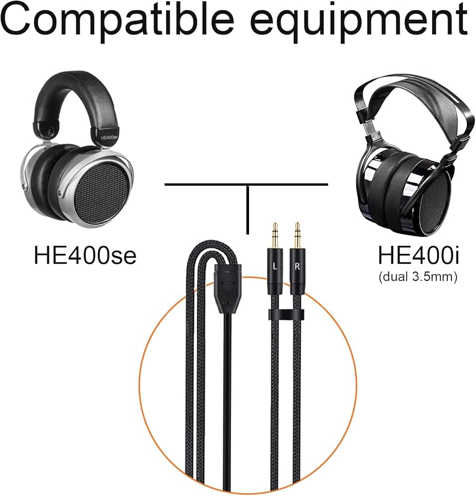 KetDirect Ersatzkabel Für HiFiMAN Kopfhörer - 3m Schwarz Mit 3,5mm & 6,35mm Adapter