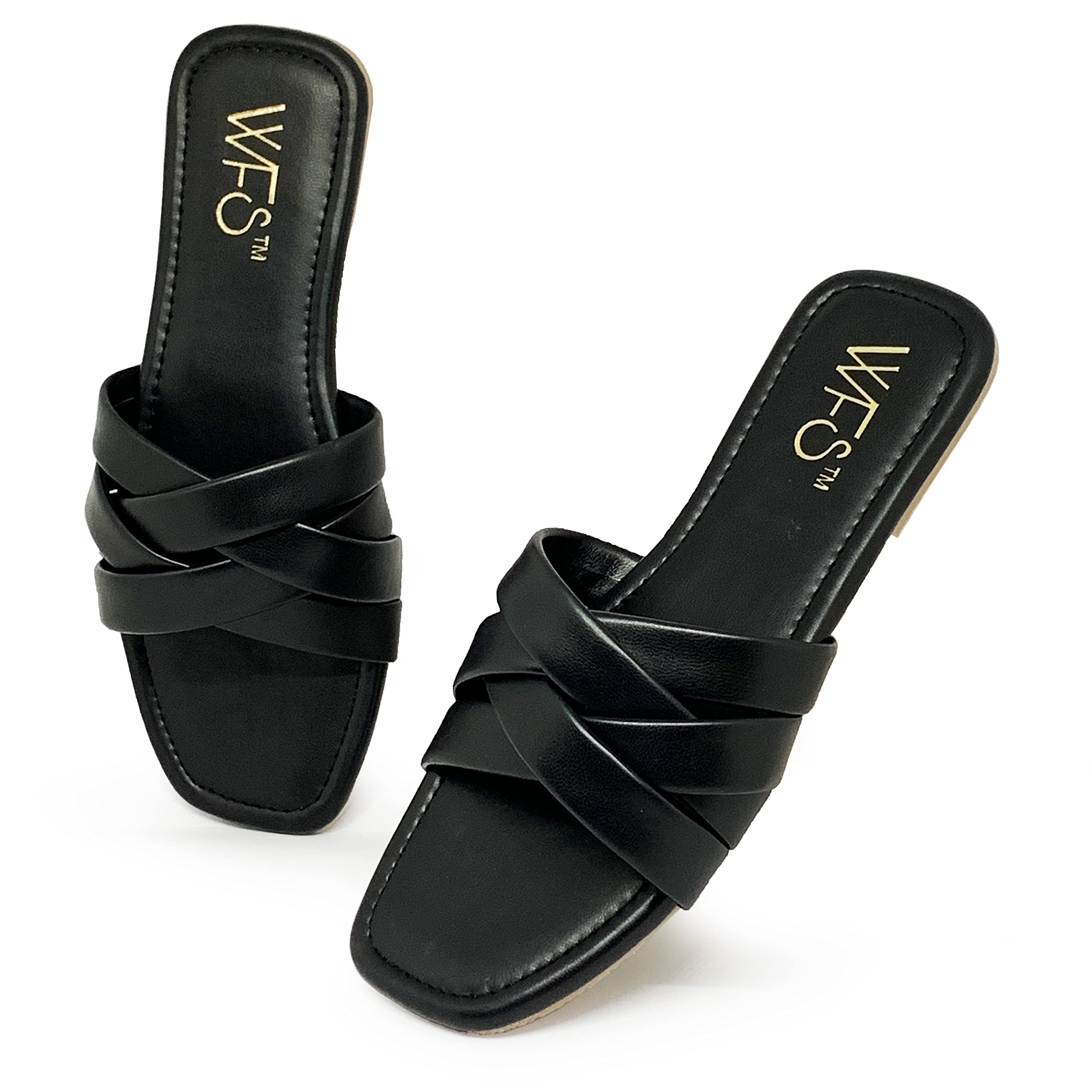 WFS Women Multistrap Black Flat Sandal Casual,Black,40 (B0B8HFSTWC) Amazon Price History, Amazon Price Tracker