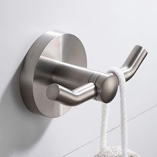 Kraus Elie Bathroom Robe and Towel Double Hook, Brushed Nickel Finish, KEA-18802BN