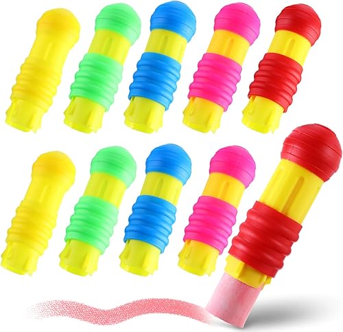 Outus 10 piezas de soporte de tiza de ferrocarril de plástico ajustable para profesores, estudiantes, oficina, escuela, aula