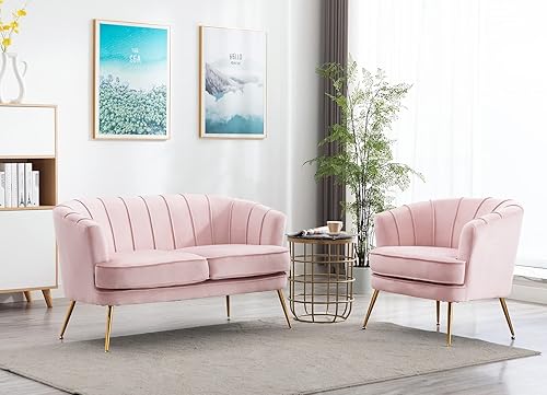 Miniatura 52 de Artechworks Silla moderna de terciopelo con patas doradas para sala de estar, dormitorio, oficina en casa, silla de club con respaldo copetudo,