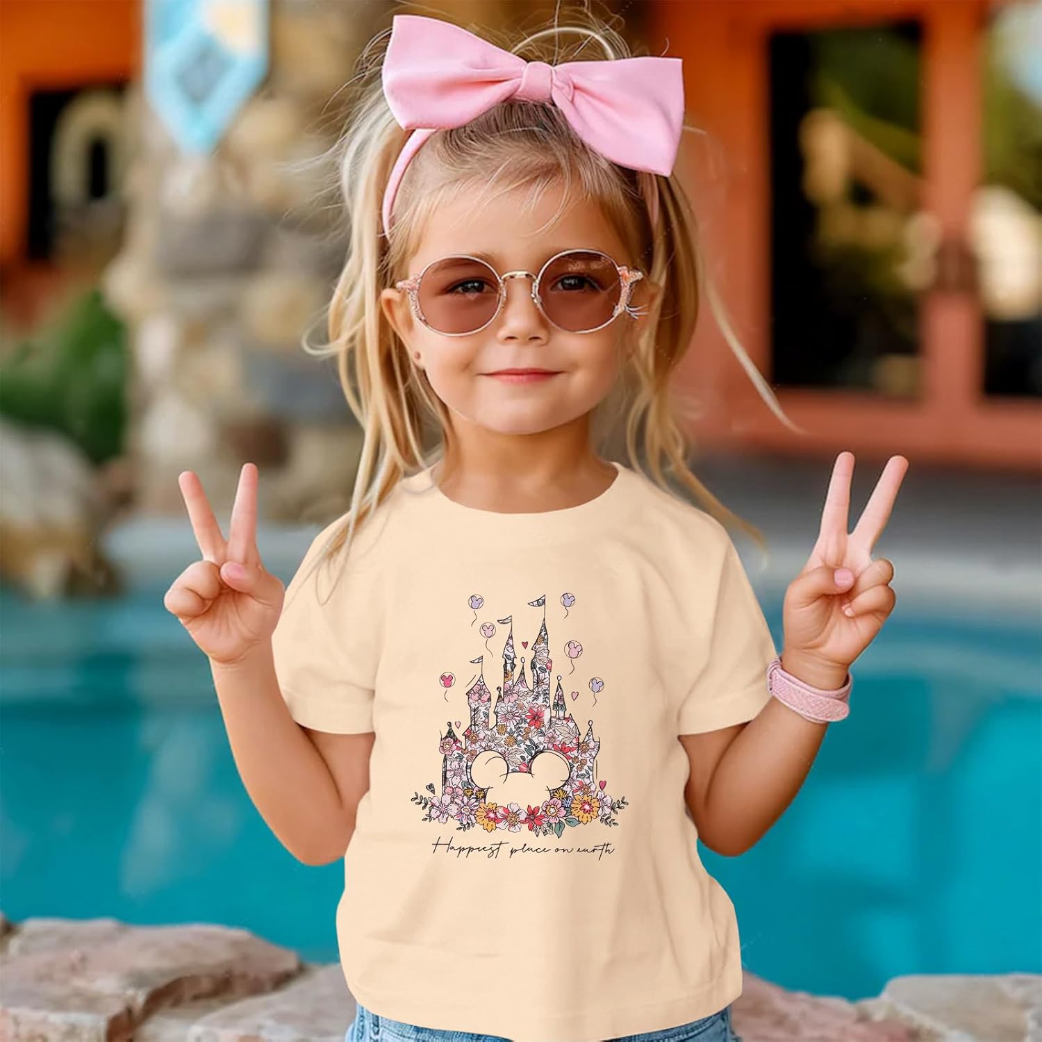 Toddler Girl Magic Kingdom Shirts Magical Castle Floral T-Shirt Happiest Place on Earth Tee Summer Vacation Trip Tops - Image 3