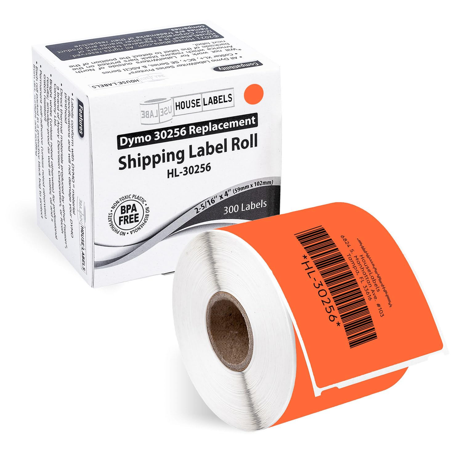 HOUSELABELS Compatible DYMO 30256 Orange Shipping Labels (2-5/16" x 4"), Strong Permanent Adhesive, Compatible with DYMO LW 450, 4XL, Rollo & Zebra