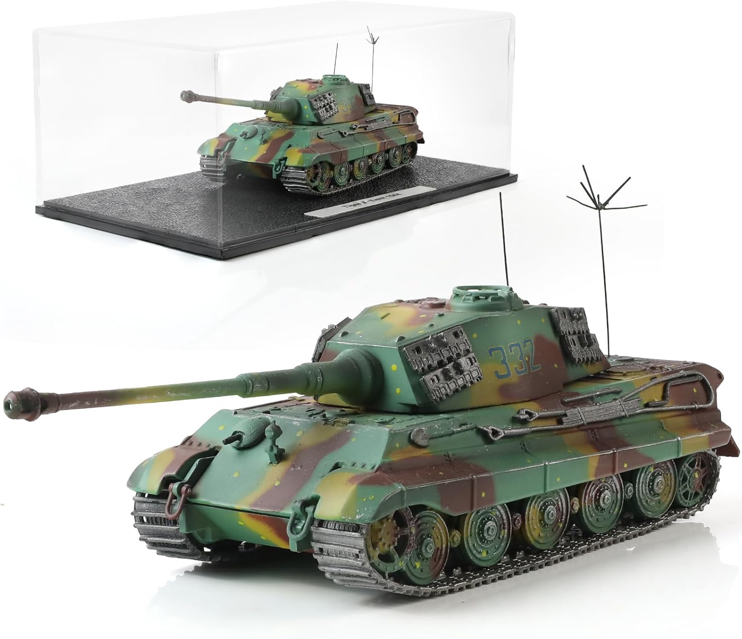 NUOTIE 1/72 Scale Tiger II (Eastern Front 1944) Military Tank Model Classic World War II German Alloy Metal Diecast Vehicle Tank Model with Transparent Storage Box Gift or Collection for Adults