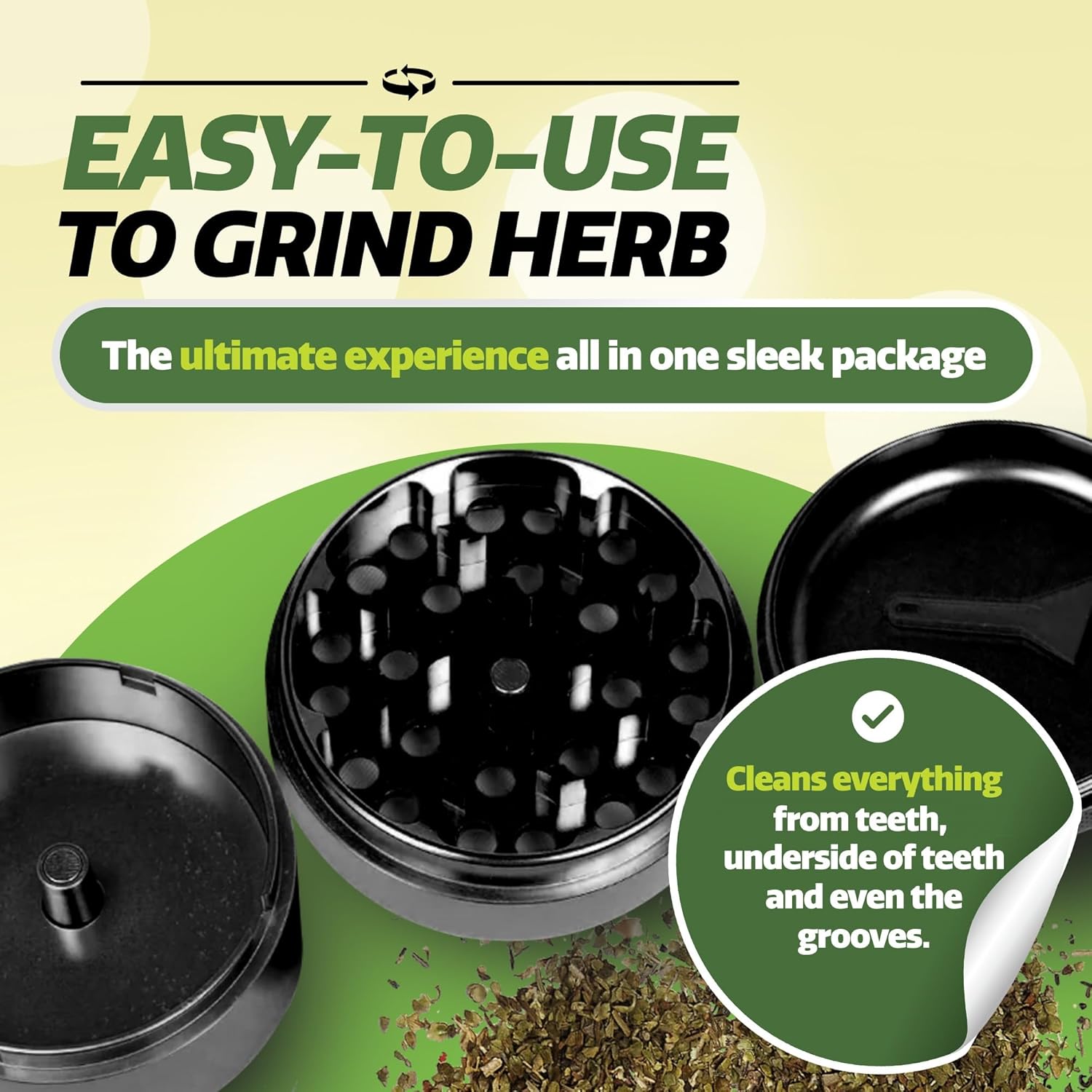 Spice Grinder Plus Cleaning Brush, All-in-One Combo, Stainless Steel - Black