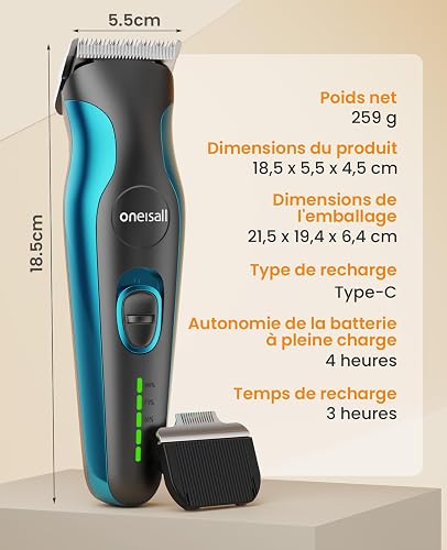 oneisall Tosatrice per cani professionale 2 in 1, Rasoio per cani e gatti per pelo lungo, Macchinetta per cani per testa, zampe, occhi, orecchie, viso - 9