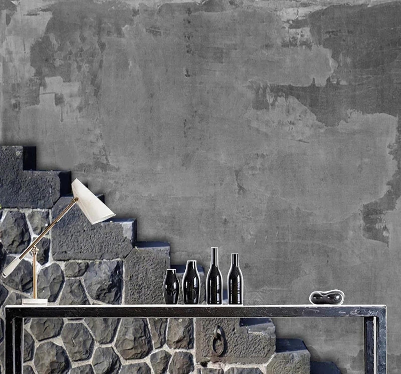XLMING Retro Grey Concrete Stone Wall Industrial Style 3D Wallpaper Luxury Silk Study Dining Feature Sofa Grey Bedroom Living Room Tv Decorative Wall-300cm×210cm