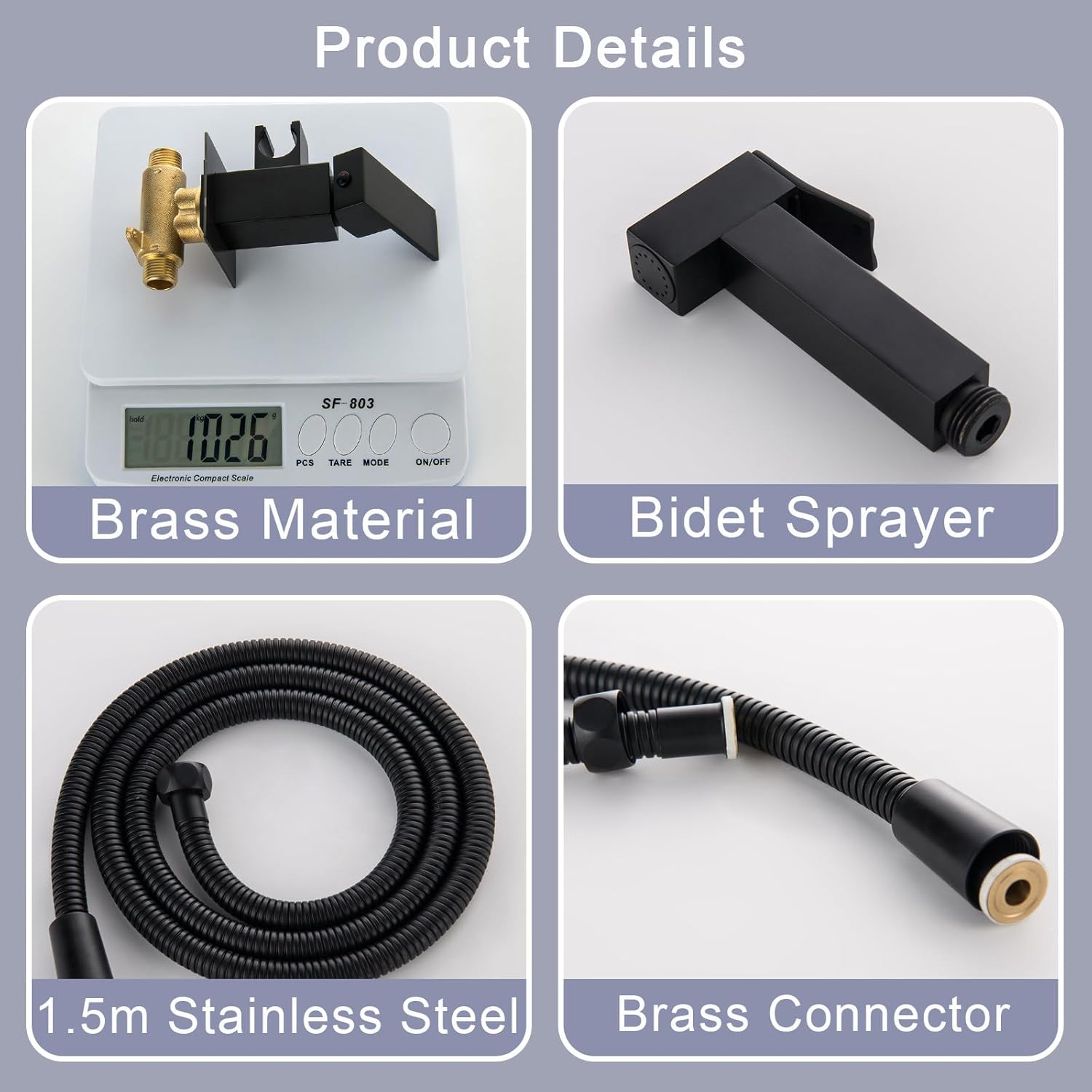 Handheld Bidet Sprayer, Brass Single Handle Bidet Attachment for Toilet Hot and Cold Water Douche Jet Spray Kit Wall Mounted Concealed Cloth Diaper with Rough-in Valve, 1.2m Hose