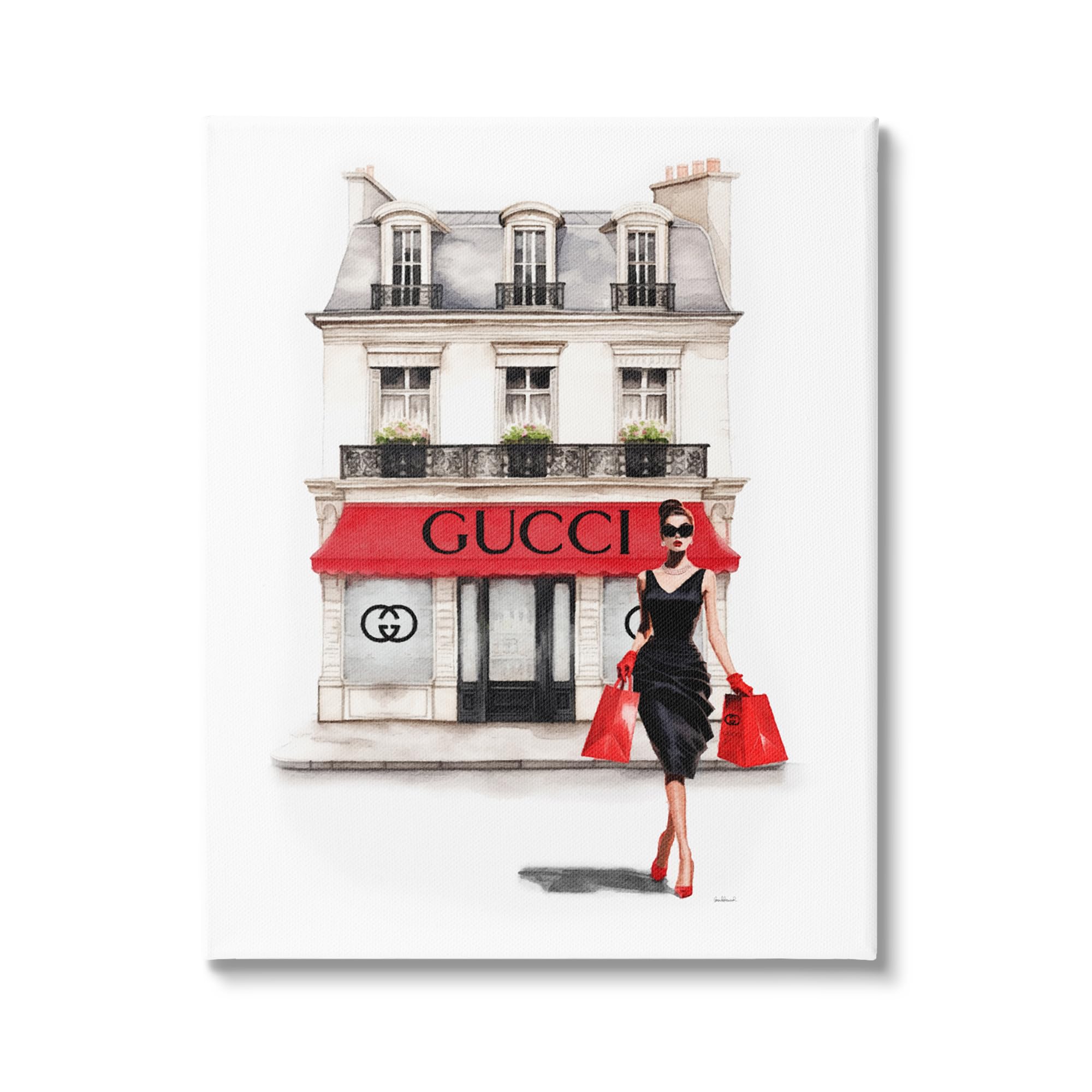 Stupell Industries Trendy Girl Shopping Canvas Wall Art by Amanda Greenwood