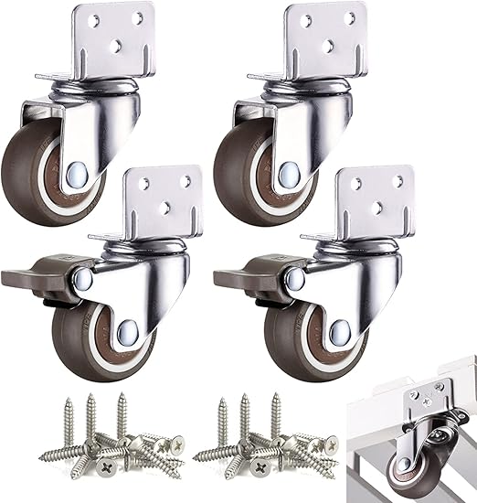Resszo 4 pieces small castors for furniture, 25 mm with brake