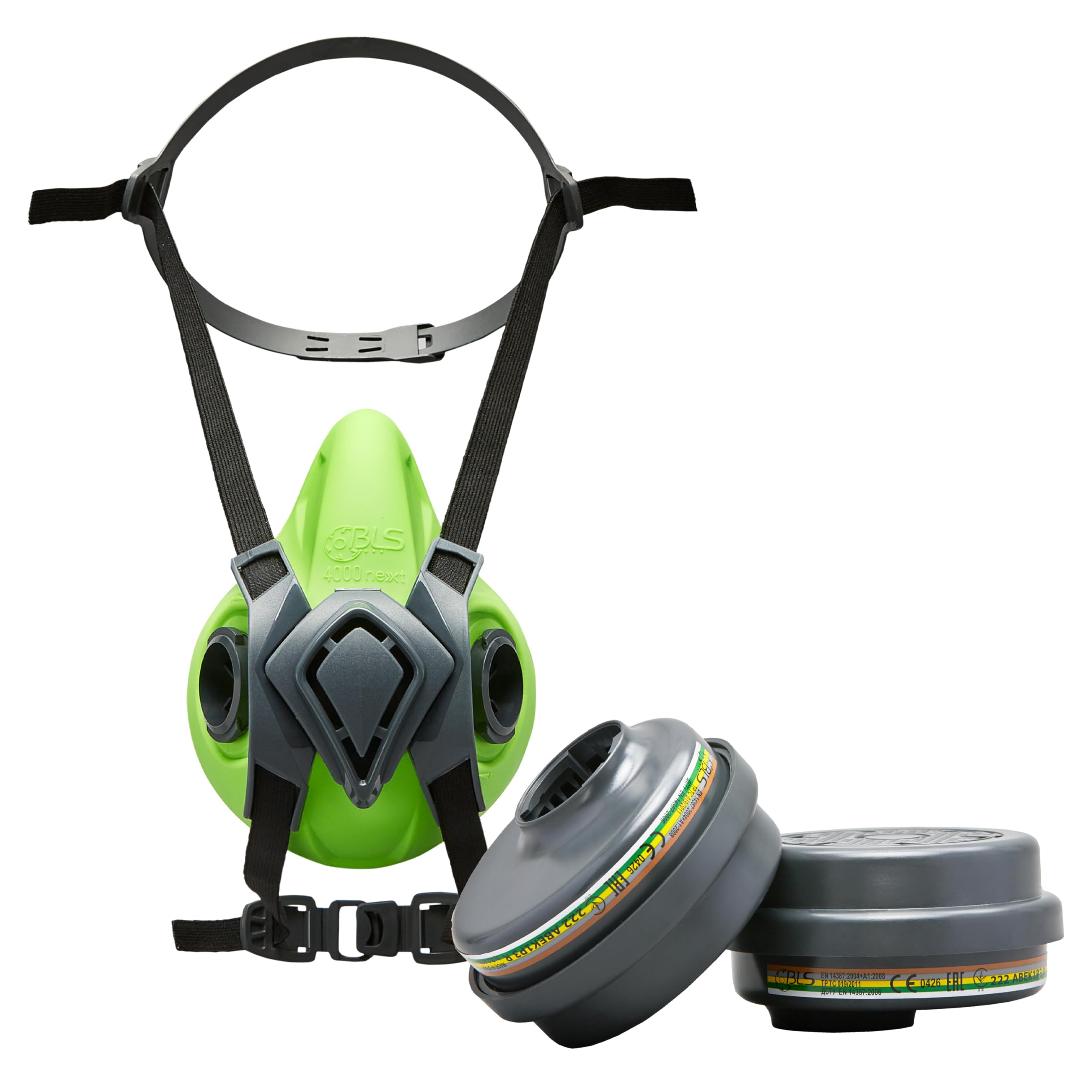 BLS 4400next ABEK1P3 R D Semimaschera Protettiva in Silicone e 2 Filtri Sostituibili 222 ABEK1P3 con Attacco a Baionetta b-lock. Per Gas/Vapori, Polveri Tossiche, Acidi e Ammoniaca