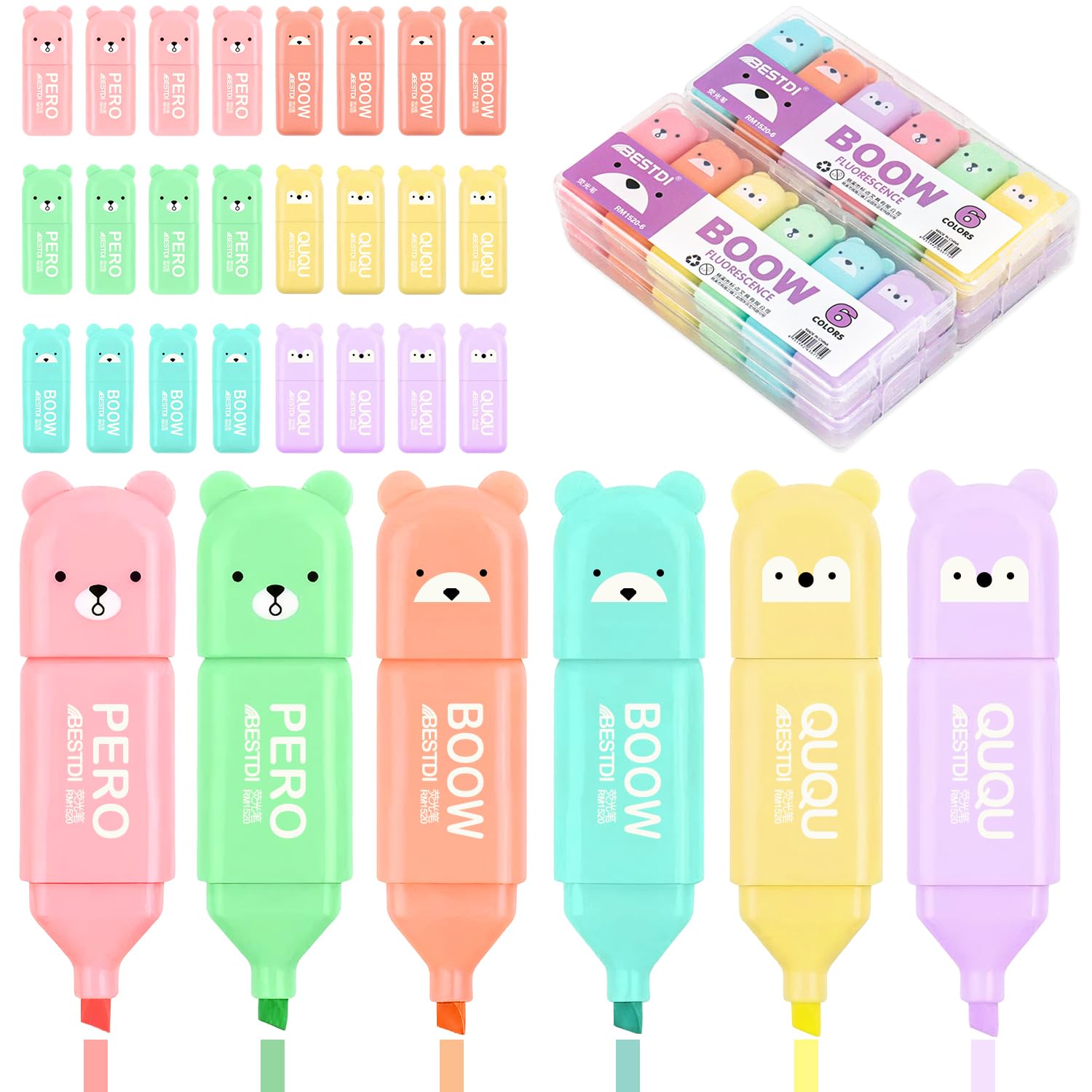 ZDNT 24 Pcs Highlighter,Cute Highlighters Assorted Colors,No Bleed Marker Pen,mini highlighters for Study Notes School Office Supplies