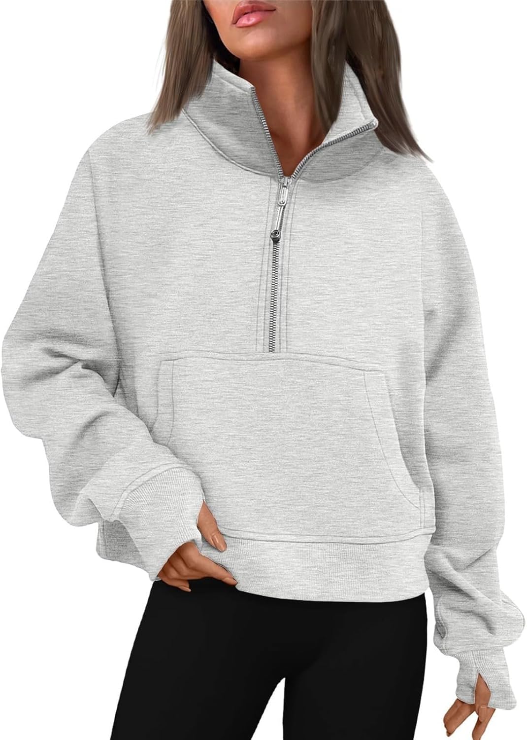 Half Zip Sweatshirt Women Cropped Oversized Fleece Jamaica Ubuy