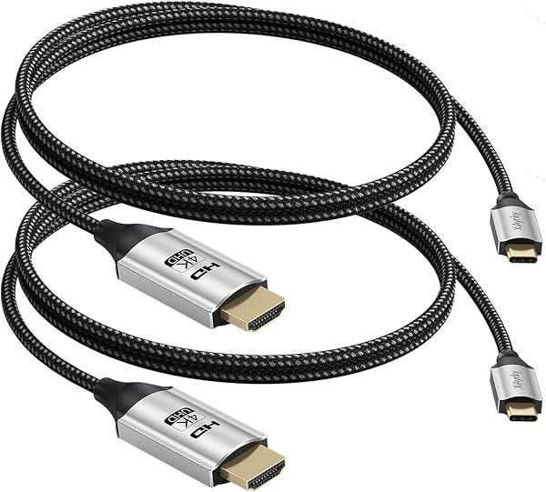 Cable USB C a HDMI 3 pies, paquete de 2, cable USBC a HDMI 4K (compatible con Thunderbolt 3/4/5), fuente Tipo C a monitor HDMI para iPhone 16/15/Galaxy S25/MacBook Pro Air/Mac mini 2024/iPad Pro/Pixel/Surface Pro