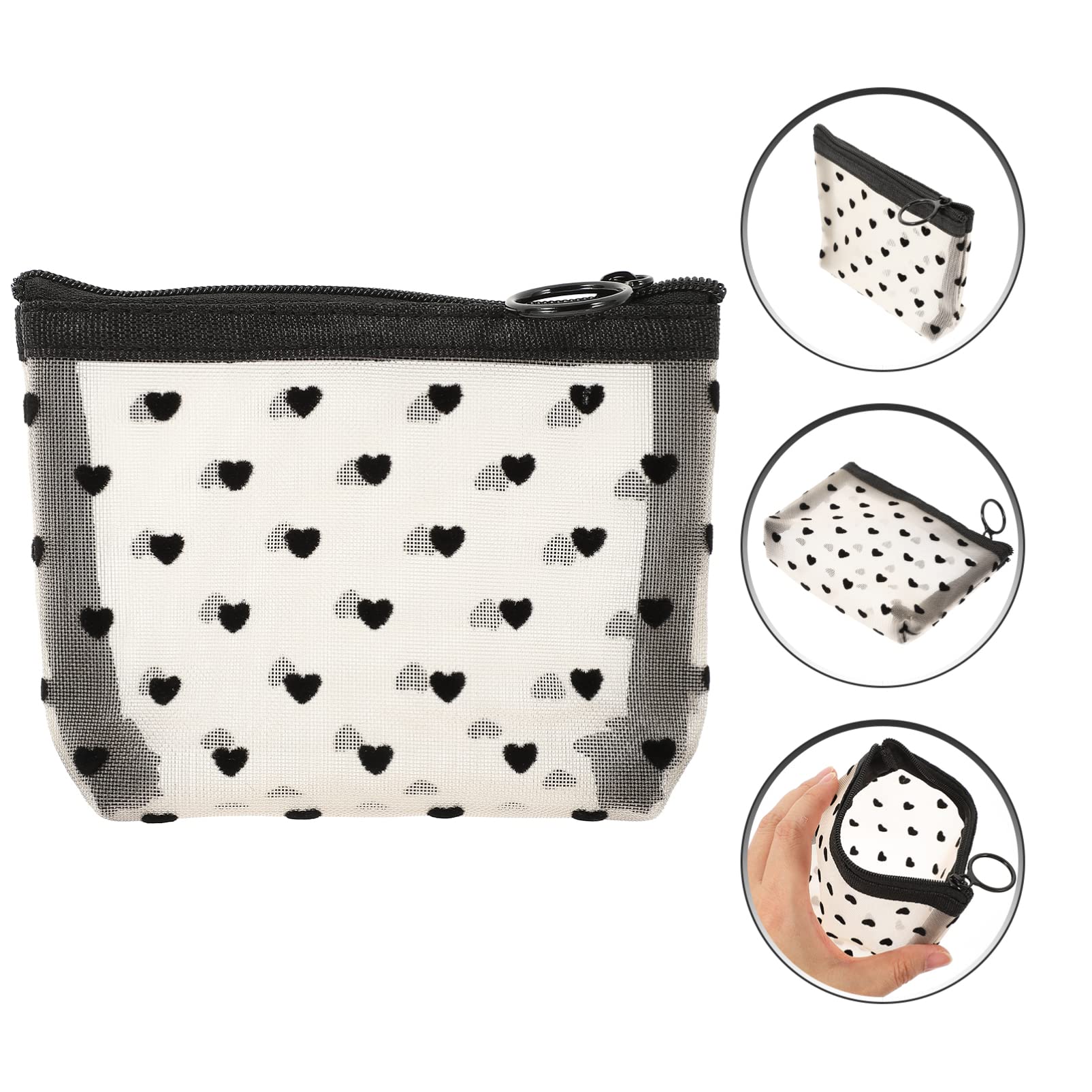 Housoutil 4juegos Bolsa De Maquillaje Transparente Multi-función Organizador De Cosméticos Portátil para Neceser De y para Artículos De Aseo y Cosméticos De Puntos Negros