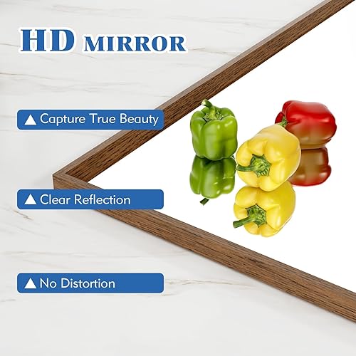 Miniatura 32 de Espejo de baño dorado, 48 x 30 pulgadas, espejo de marco de metal dorado cepillado para pared, espejo rectangular redondeado de tocador de baño