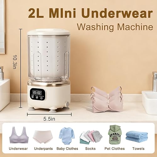 Miniatura 2 de Underwear Washing Machine,Portable Washer & Spin Dryer Combo,Mini Washing Rechargeable Cordless Washing Deep Cleans Small Clothes Small Clothes for