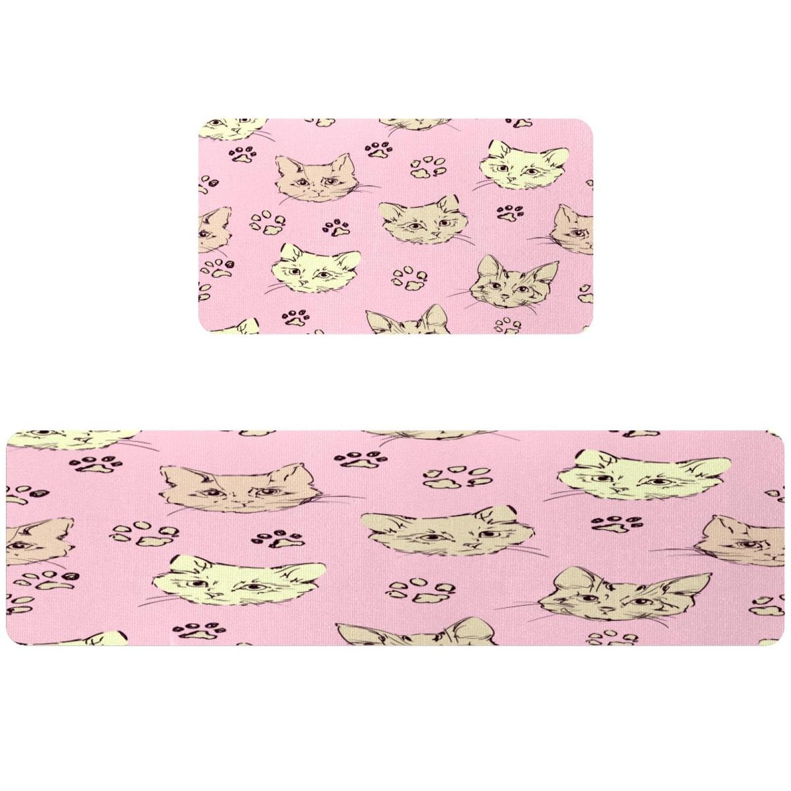 Alfombrillas de cocina VAPOKF con patrón de gato para decorar el pasillo y cuarto de lavado