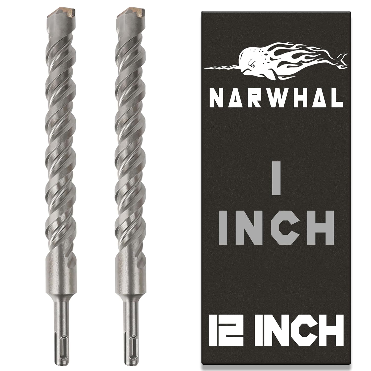 SDS Plus 1 Inch Masonry Drill Bit for Rotary Hammers (12" Length - 2 Pack) Carbide Tipped to Easily Drill Through Concrete, Cement, Brick, Block, Stone, and More!