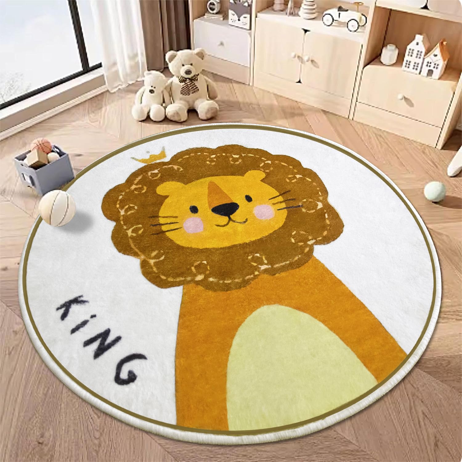 TYJDTYR Alfombra infantil redonda, diseño redondo de LöWe, alfombra suave lavable para habitación de los niños, antideslizante, fácil de limpiar, alfombrilla para dormitorio, salón, 60 cm