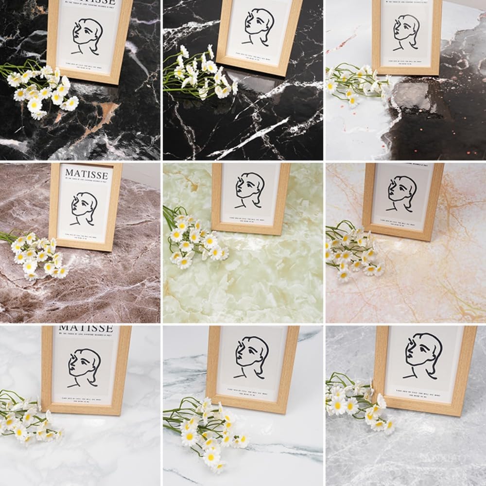 1Roll Self Adhesive Marble Film Wallpaper Waterproof Wall Sticker for Bathroom Kitchen Furniture Renovation Room Decoration Width 60cm (Black Gold Sand Stone,60cm*10m)