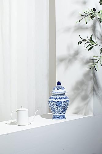 Miniatura 8 de Tarro de jengibre azul y blanco, tarros decorativos de cerámica para el hogar, oficina, florero de flores Pocelain, jarrón brillante para mesa, sala