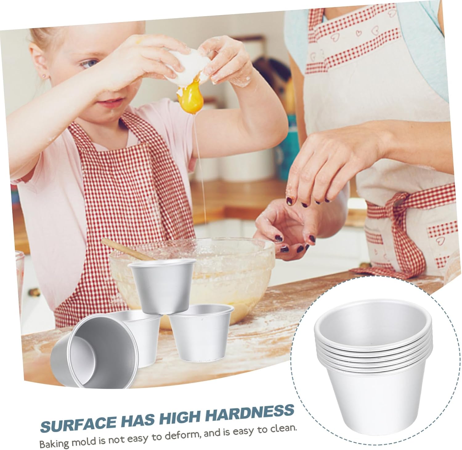 6Pcs Aluminum Alloy Mini Cake Molds for Baking Nonstick Pudding Cups Ideal for Cupcakes Muffins and Personal Desserts