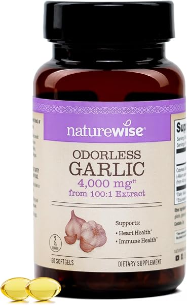NatureWise Odorless Garlic Supplement Ultra Potent 100:1 Extract