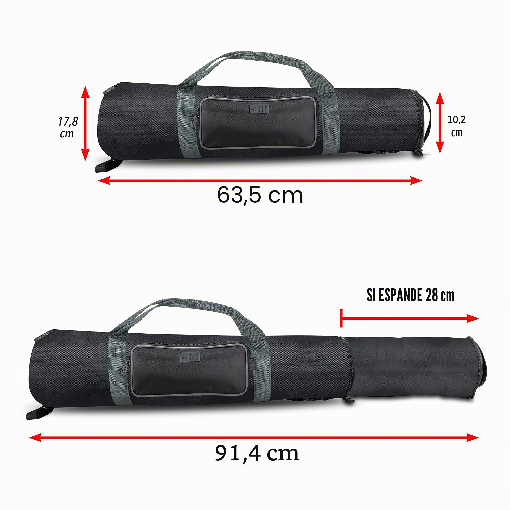 USA Gear Borsa Imbottita per Treppiede (nera) - Contiene Treppiedi da 53 a 89 cm - Prolunga Regolabile, Tasca Portaoggetti e Tracolla per Accessori Professionali per Fotocamera