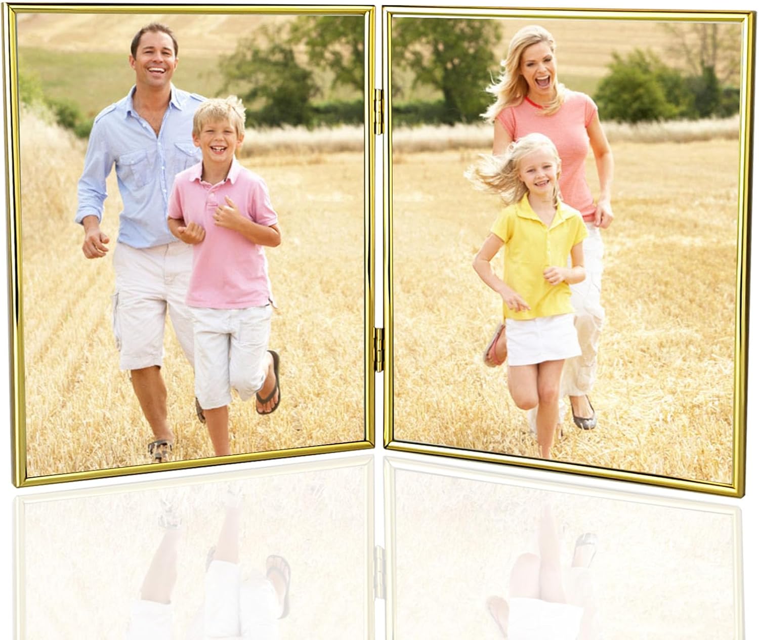 HIKWADERY 8x10 Picture Frame Double Hinged Folding, Elegant Thin Edge Metal Real Glass 8 by 10 Photo Frames, for Desktop and Wall Display, Holiday Gift Home Decorative (8 x 10, Silver)