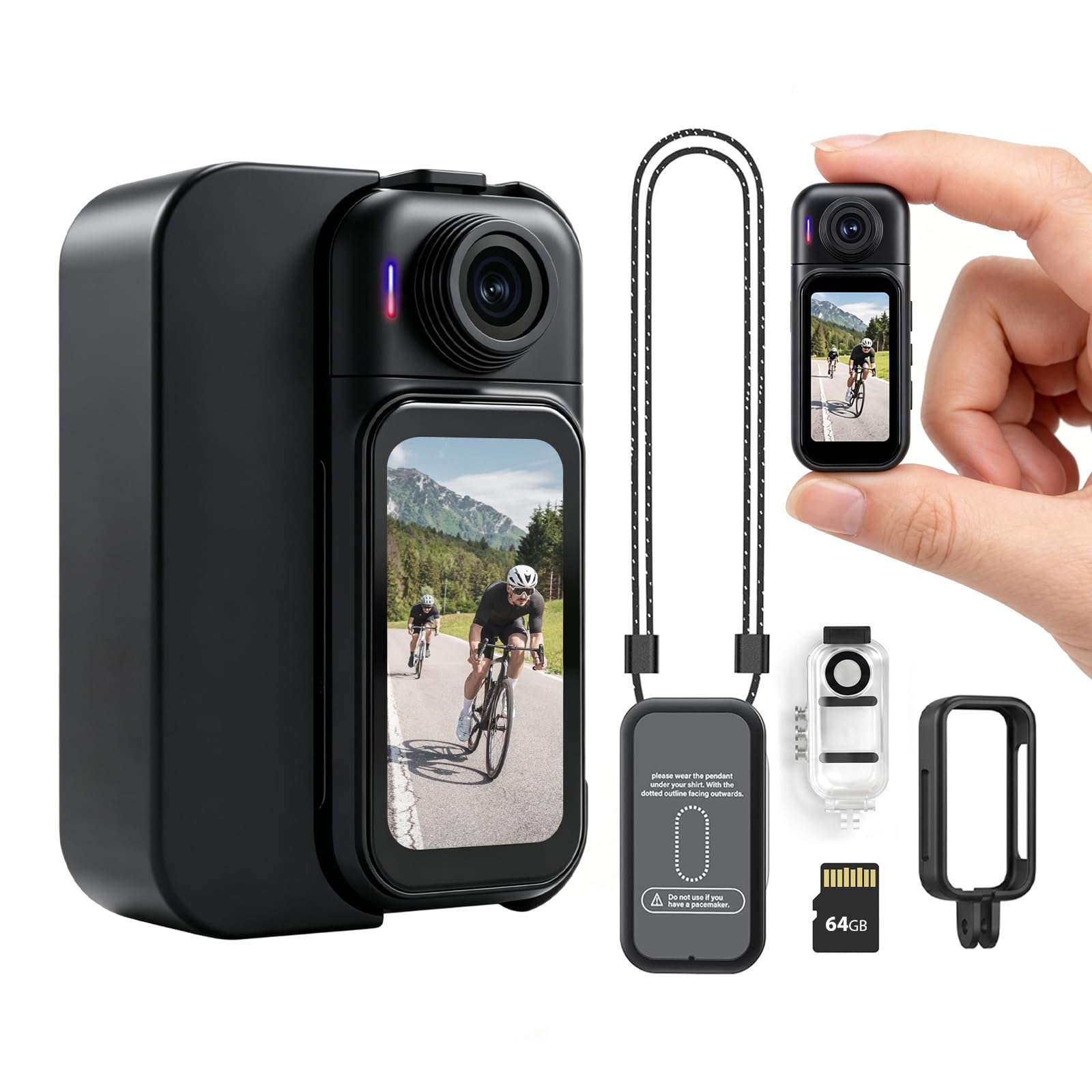 Telecamera corpo 4k con scheda da 64 GB, action camera WiFi, mini fotocamere corpo con audio e video, fotocamera POV 250 min con custodia impermeabile, clip magnetica e fotocamera indossabile