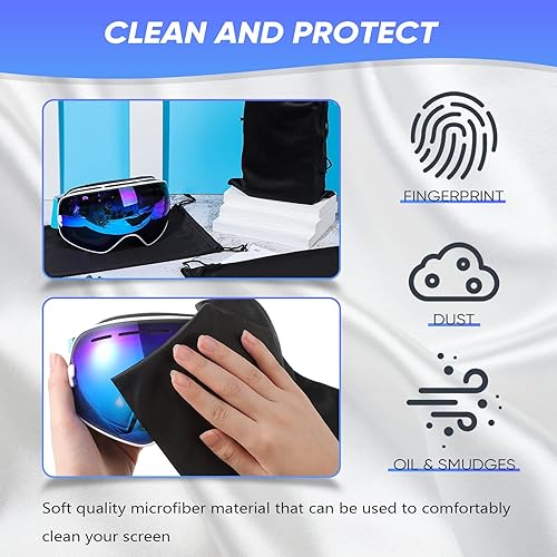 Miniatura 4 de Bolsa de microfibra para gafas de esquí, bolsa de microfibra con cordón, funda suave, 10 x 7 pulgadas