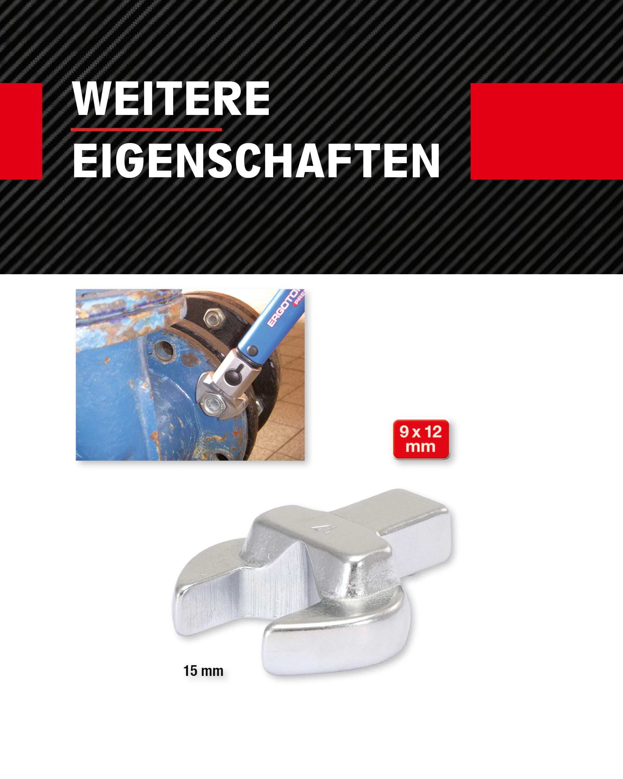 KS Tools Einsteck-Maulschlüssel 9x12 Mm – 15 Mm, Mit Stiftsicherung, Verchromt, Für Drehmomentschlüssel – Sechskant-Spezialwerkzeug Für KFZ & Industrie