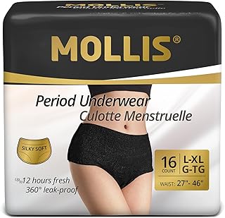 MOLLIS Disposable Period Underwear for Women, Postpartum Panties, Maternity Knickers Heavy Flow Leak Proof, Black,Large/Xl...