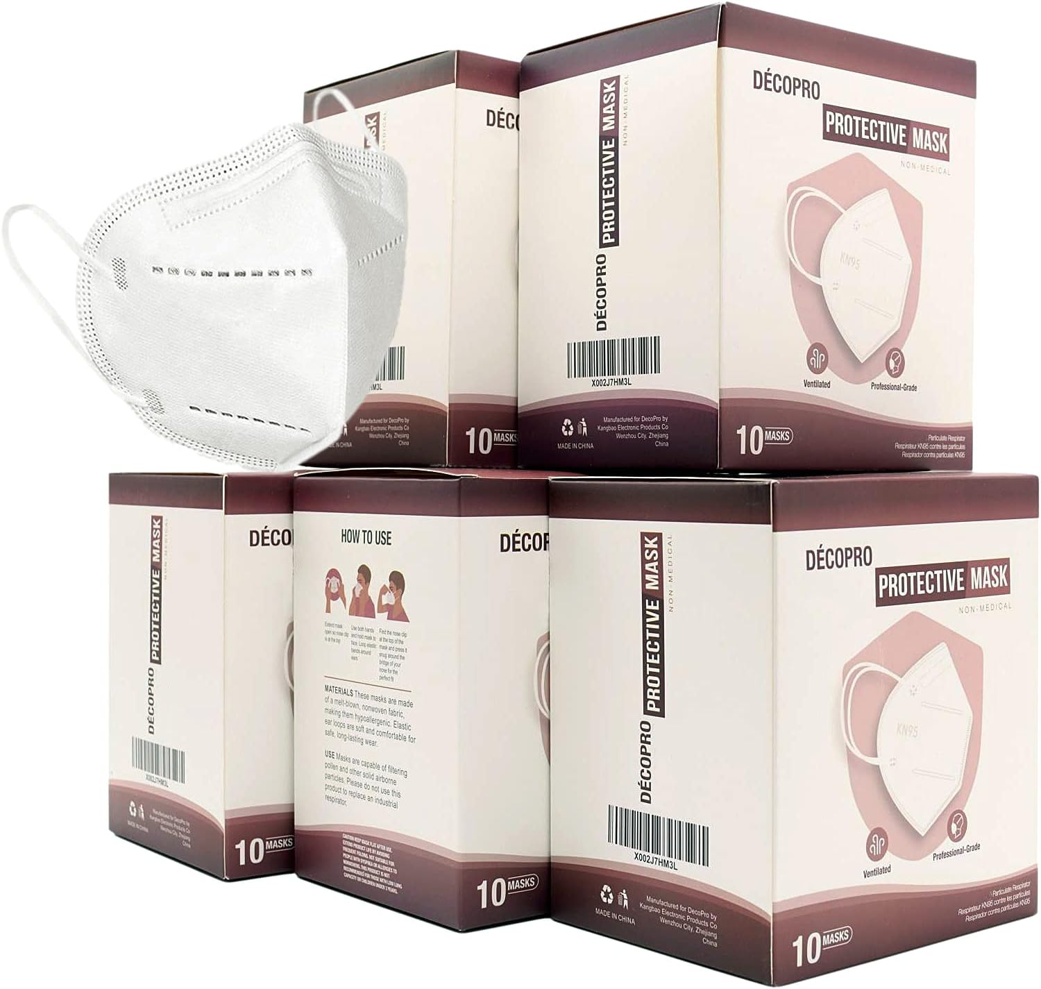 DÉCOPRO 50 pieces Disposable Face Masks Mouth & Nose Safety Protection 5-Layer Filter Barrier Manufactured for and Sold Exclusively by DecoPro