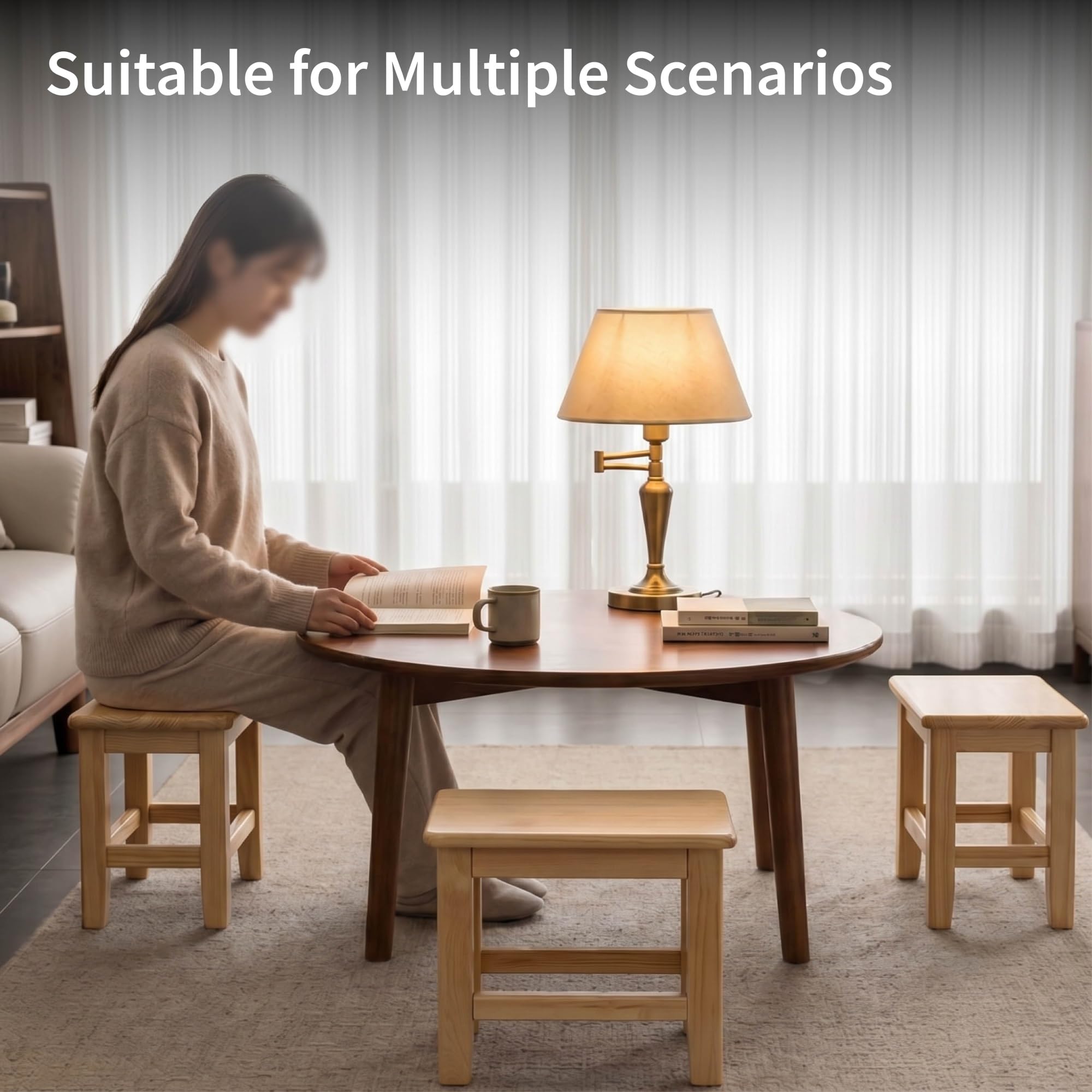 Taburete De Ducha Compacto Madera Maciza,Almohadillas Antideslizantes for Seguridad,Asiento De Baño Diseñado for Ancianos,Adultos Y Personas Con Discapacidad(Natural,H20cm/7.9in)