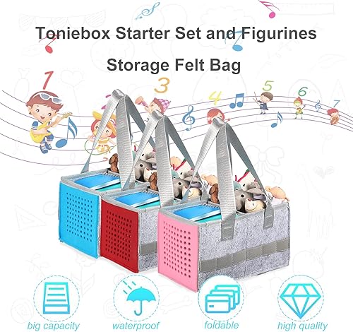 Miniatura 4 de Estuche de transporte para Toniebox reproductor de audio, estuche organizador de fieltro para bolsa de almacenamiento Tonie Starter Set, para