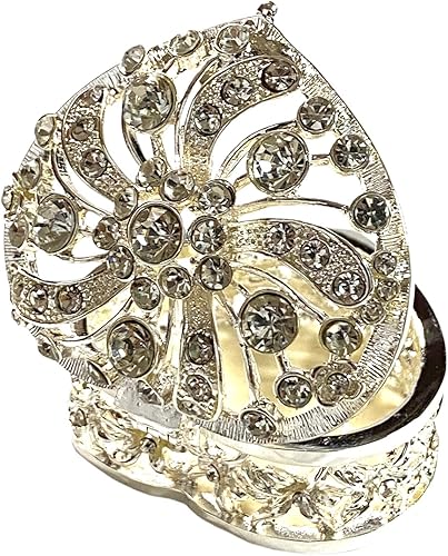 Miniatura 3 de Joyero de plata con forma de corazón y diamantes de imitación