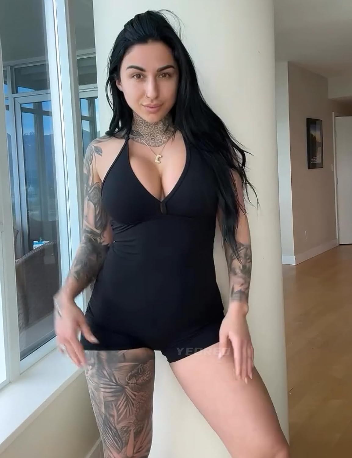 YEOREO Workout Jumpsuits Women Tummy Control Taylor V Neck Romper One Piece Sexy Backless Scrunch Butt Bodysuit - Image 2