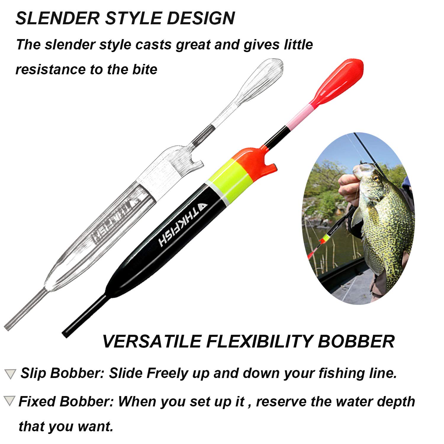 THKFISH Bobbers wędkarskie spławiki i bobberki wsuwane bobberki do łowienia spławików balsa crappie wędkarskie bobbers 5 szt
