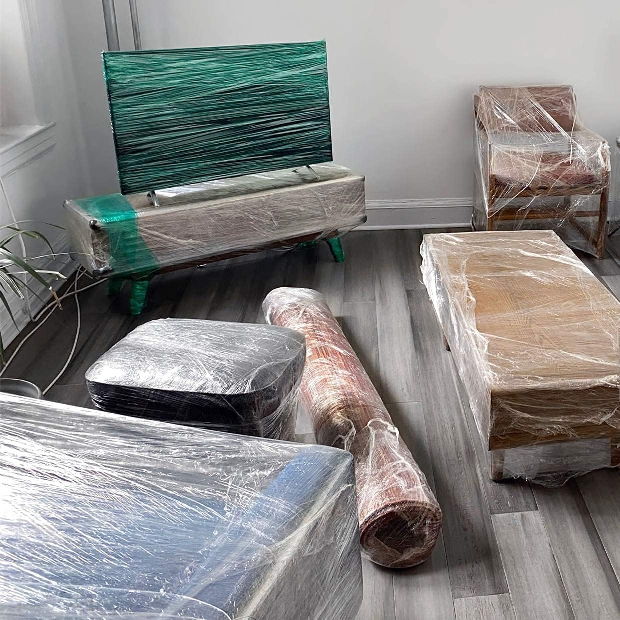 Othmro Pre Stretched10cm/3.94" x 200m/656.16ft 1 roll Stretch Wrap Film Clear Cling Plastic for Moving and Packaging Stretch Wrap : Office Products