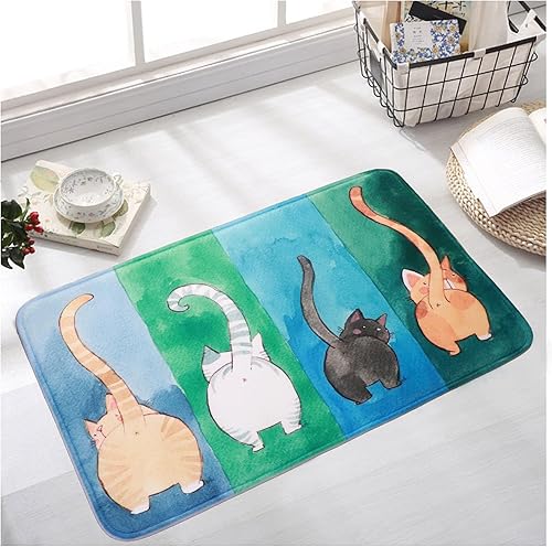 Tapete de bienvenida para puerta delantera, tapete divertido para interiores, tapete de gato para el hogar, tapete antideslizante de franela para