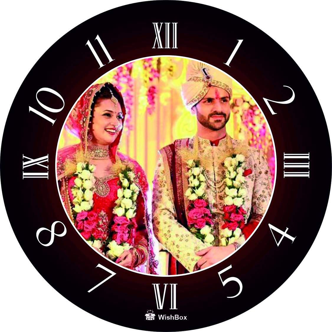 WishBox Wooden Fully Customized Wall Clock Size for Birthday, Anniversary, Valentine Day (11x11 inch)