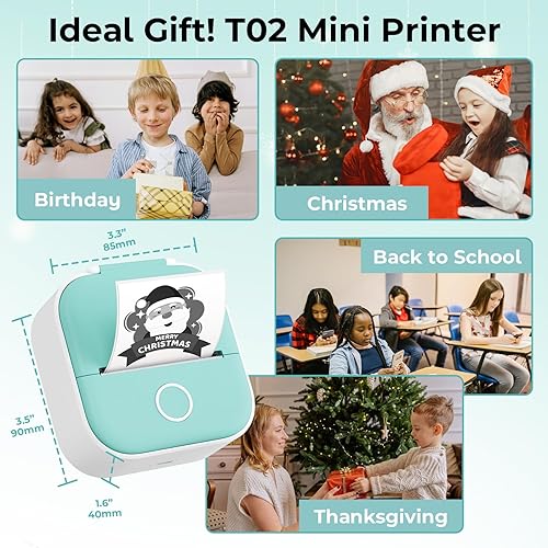 Miniatura 2 de Omezizy T02 Impresora de calcomanías  Cápsula de impresión térmica Bluetooth con 1 rollo de papel adhesivo, mini impresora de notas adhesivas para