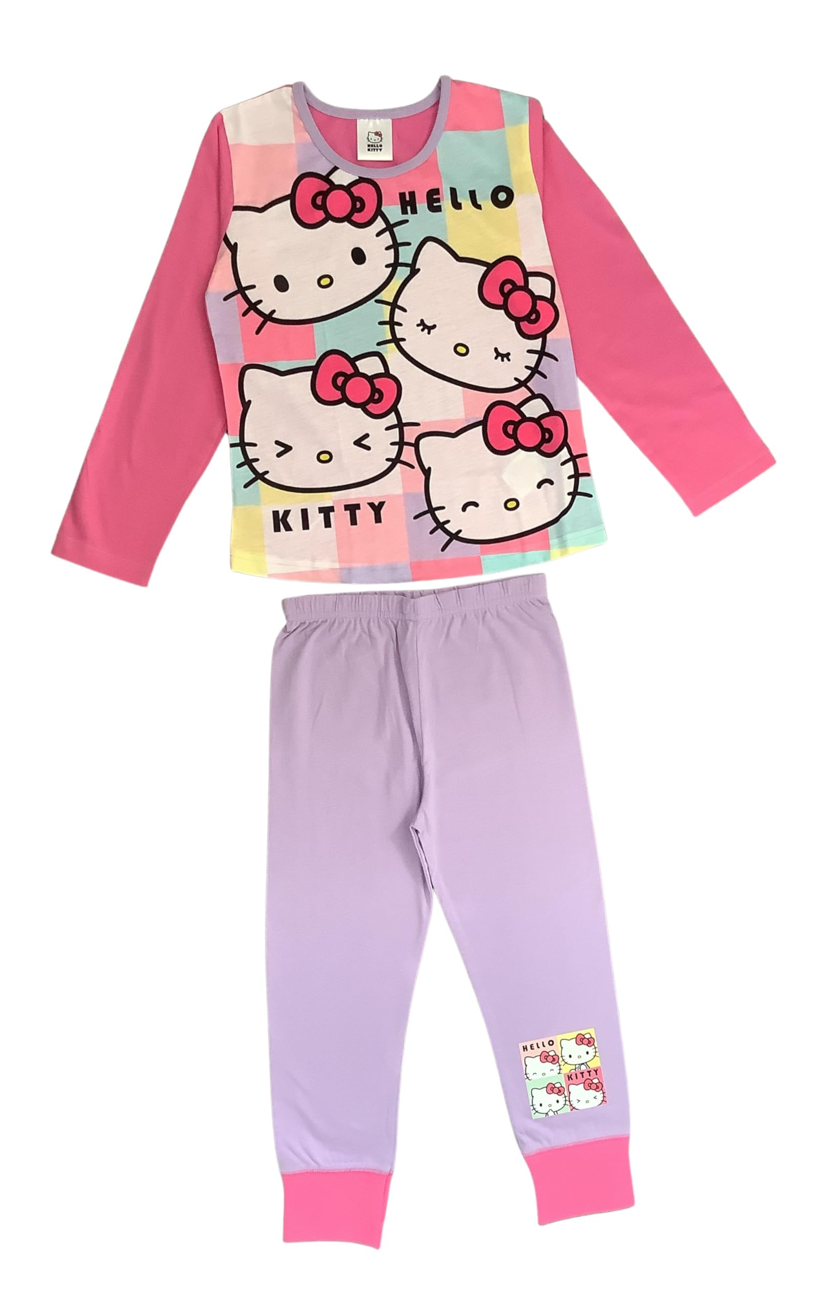 Hello Kitty Girls Pyjamas, 2 Piece Nightwear Set, Pink/Lilac Age 9-10 Years