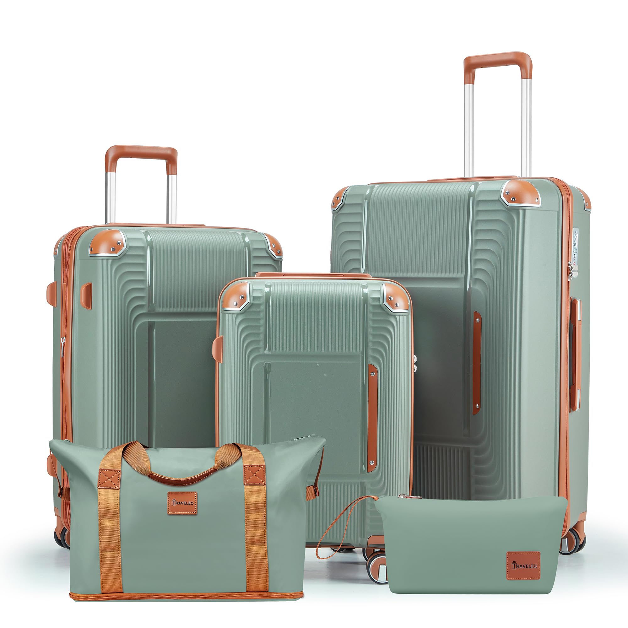 5 Piece Luggage Sets Hardshell Carry-on Suitcase Set