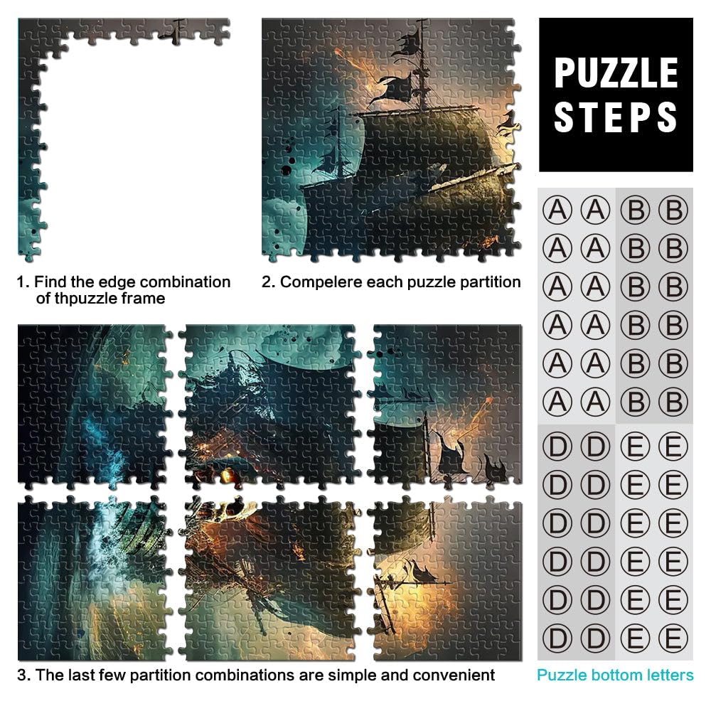 puzzle 2000 pezzi per adulti Nave pirata Giocattoli che creano dipendenza e sfidano l'intelligenza del cervello Decorazione perfetta 70x100cm